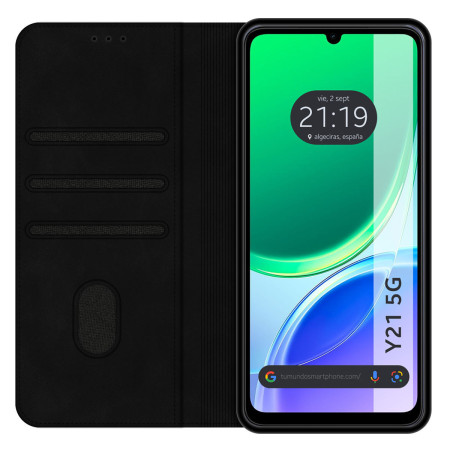 Funda Libro de Polipiel con tarjetero para Vivo Y21 5G color Negra