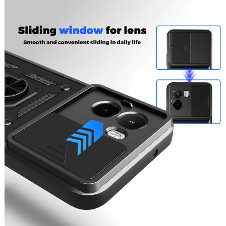 Funda Tough Armor con Anillo Giratorio Negra para Xiaomi Poco C81 Pro 4G
