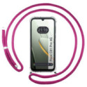 Funda Colgante Transparente para Xiaomi Poco C81 Pro 4G con Cordon Rosa Fucsia