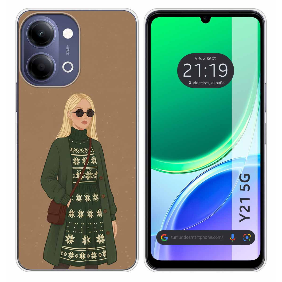 Funda Silicona para Vivo Y21 5G diseño Mujer 08...