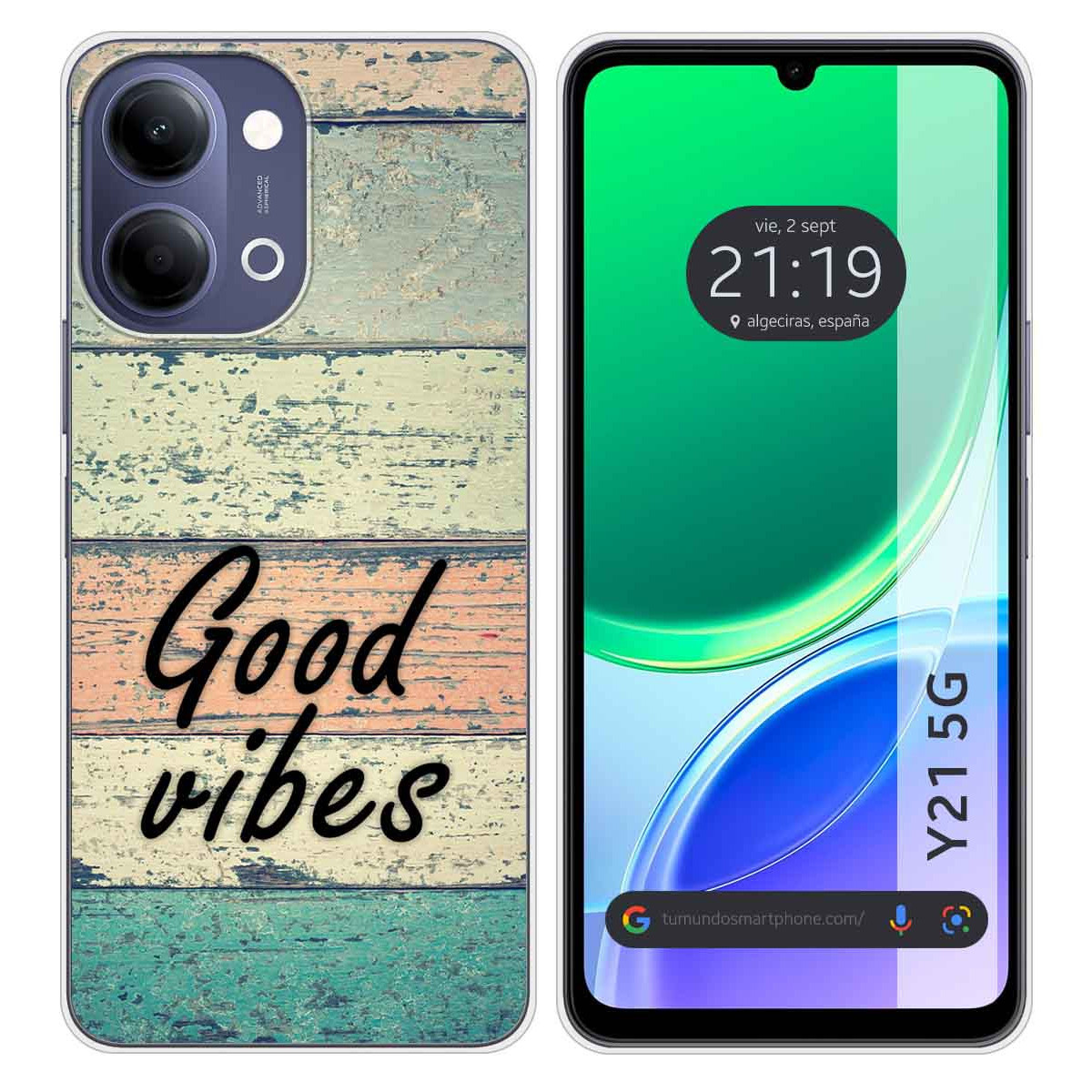 Funda Silicona para Vivo Y21 5G diseño Madera...