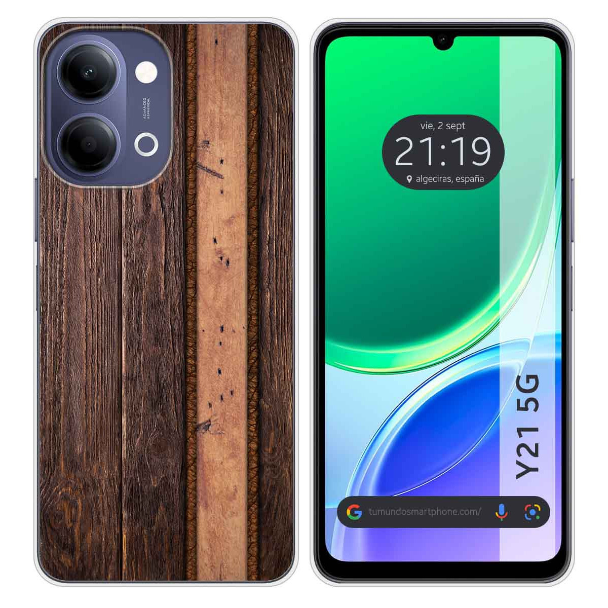 Funda Silicona para Vivo Y21 5G diseño Madera...