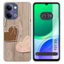 Funda Silicona para Vivo Y21 5G diseño Corazones Madera Dibujos