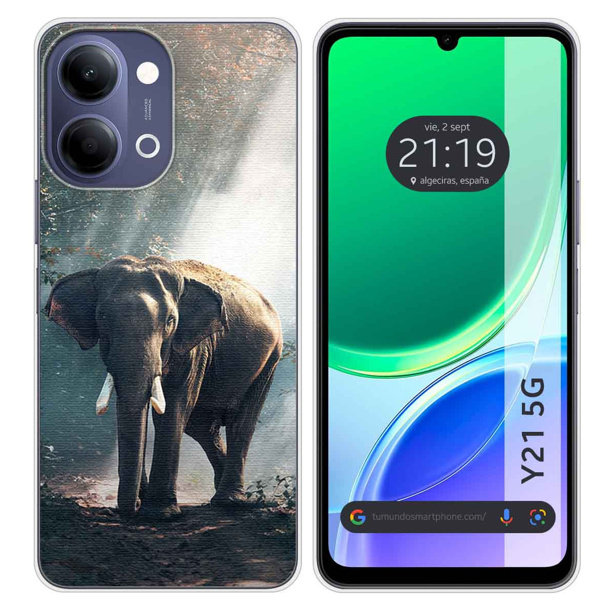 Funda Silicona para Vivo Y21 5G diseño Elefante...