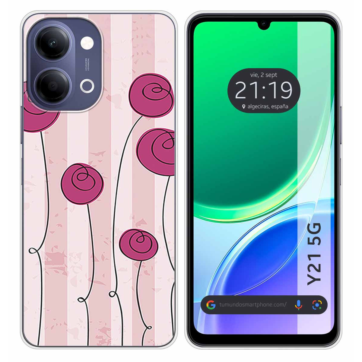Funda Silicona para Vivo Y21 5G diseño Flores...