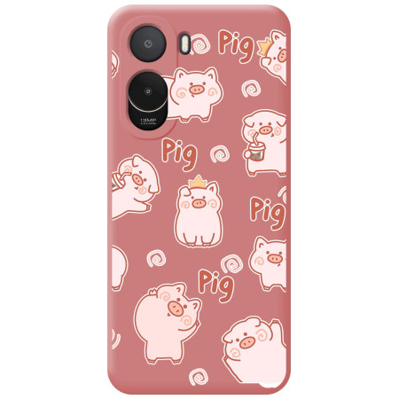 Funda Silicona Líquida Rosa para Xiaomi Poco C81 Pro 4G diseño Cerdos Dibujos