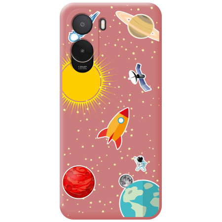 Funda Silicona Líquida Rosa para Xiaomi Poco C81 Pro 4G diseño Espacio Dibujos