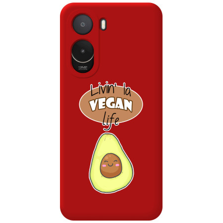 Funda Silicona Líquida Roja para Xiaomi Poco C81 Pro 4G diseño Vegan Life Dibujos