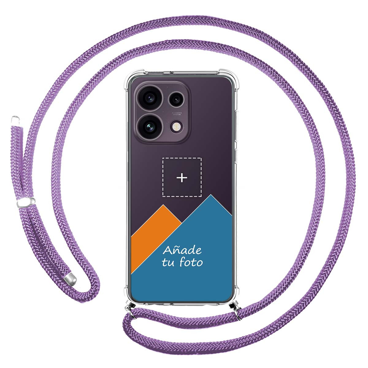 Personaliza tu Funda Colgante Transparente para Oppo Reno 16 FS / 16FS 5G con Cordon Morado Dibujo Personalizada