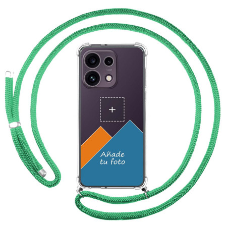 Personaliza tu Funda Colgante Transparente para Oppo Reno 16 FS / 16FS 5G con Cordon Verde Agua Dibujo Personalizada