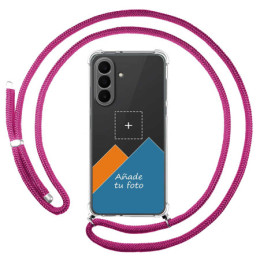 Personaliza tu Funda Colgante Transparente para Samsung Galaxy A27 5G con Cordon Rosa Fucsia Dibujo Personalizada