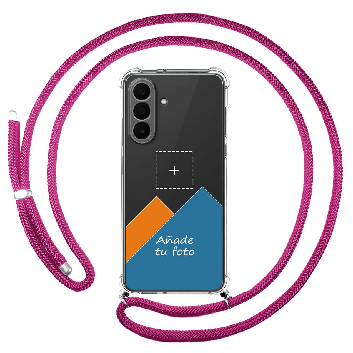 Personaliza tu Funda Colgante Transparente para Samsung Galaxy A27 5G con Cordon Rosa Fucsia Dibujo Personalizada