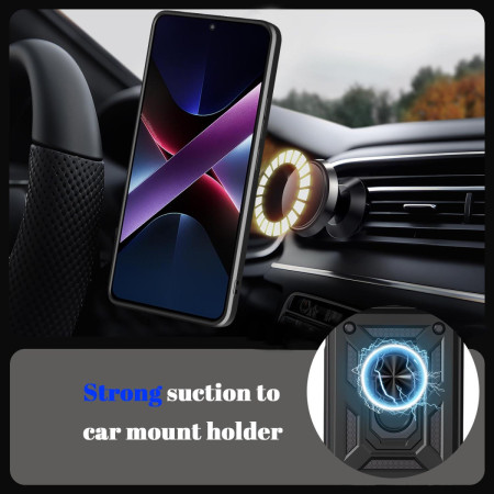 Funda Tough Armor con Anillo Giratorio Negra para Oppo Reno 16 F / 16F 5G