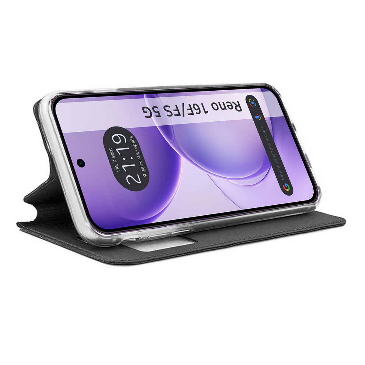 Funda Libro Soporte con Ventana para Oppo Reno 16 FS / 16FS 5G color Negra