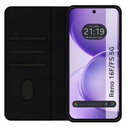 Funda Libro de Polipiel con tarjetero para Oppo Reno 16 FS / 16FS 5G color Negra 2