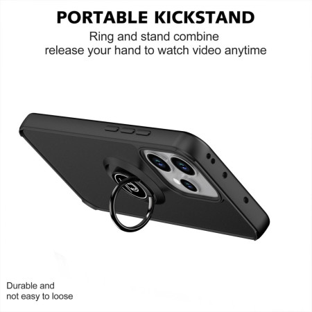 Funda Mate con Borde Negro y Anillo Giratorio 360 para Oppo Reno 16 FS / 16FS 5G