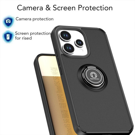 Funda Mate con Borde Negro y Anillo Giratorio 360 para Oppo Reno 16 FS / 16FS 5G