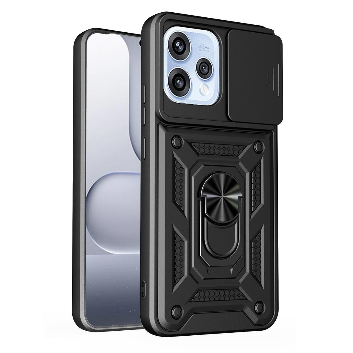 Funda Tough Armor con Anillo Giratorio Negra para Oppo Reno 16 FS / 16FS 5G