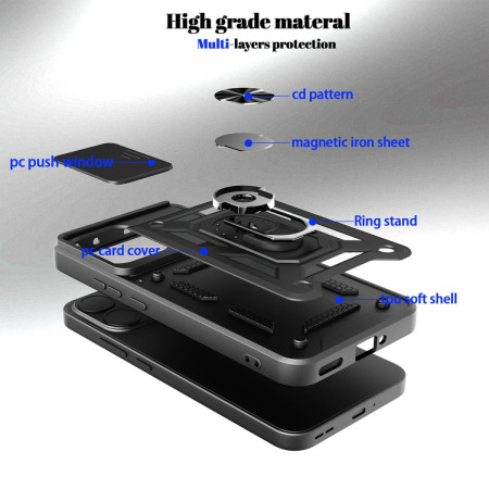 Funda Tough Armor con Anillo Giratorio Negra para Oppo Reno 16 FS / 16FS 5G