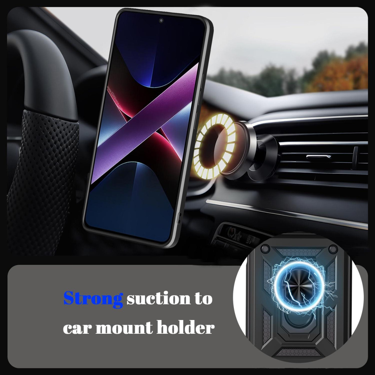 Funda Tough Armor con Anillo Giratorio Negra para Oppo Reno 16 FS / 16FS 5G