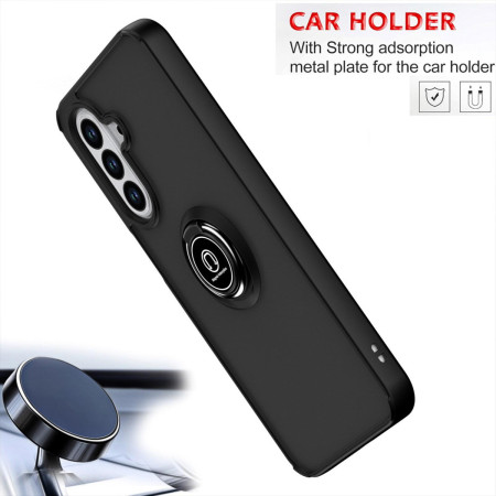 Funda Mate con Borde Negro y Anillo Giratorio 360 para Samsung Galaxy A27 5G