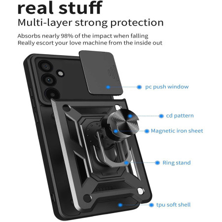 Funda Tough Armor con Anillo Giratorio Negra para Samsung Galaxy A27 5G