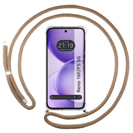 Funda Colgante Transparente para Oppo Reno 16 FS / 16FS 5G con Cordon Camel