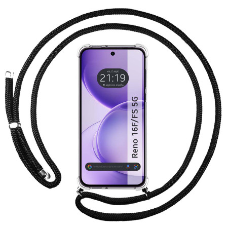 Funda Colgante Transparente para Oppo Reno 16 FS / 16FS 5G con Cordon Negro