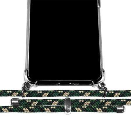 Funda Colgante Transparente para Samsung Galaxy A27 5G con Cordon Verde / Dorado