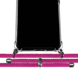 Funda Colgante Transparente para Samsung Galaxy A27 5G con Cordon Rosa Fucsia 2