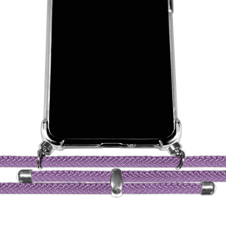 Funda Colgante Transparente para Samsung Galaxy A27 5G con Cordon Morado
