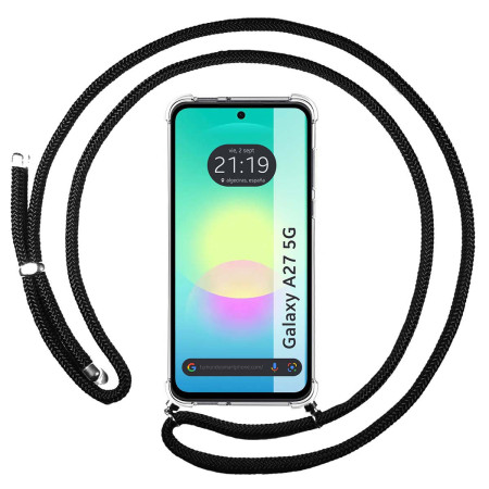 Funda Colgante Transparente para Samsung Galaxy A27 5G con Cordon Negro