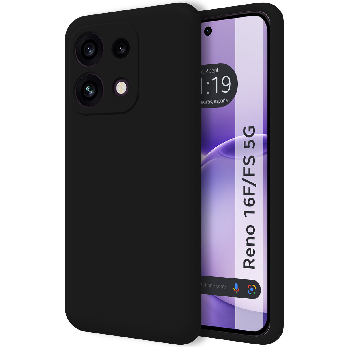 Funda Silicona Líquida Ultra Suave para Oppo Reno 16 FS / 16FS 5G color Negra