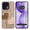 Funda Silicona para Oppo Reno 16 F / 16F 5G diseño Corazones Madera Dibujos