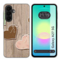 Funda Silicona para Samsung Galaxy A27 5G diseño Corazones Madera Dibujos