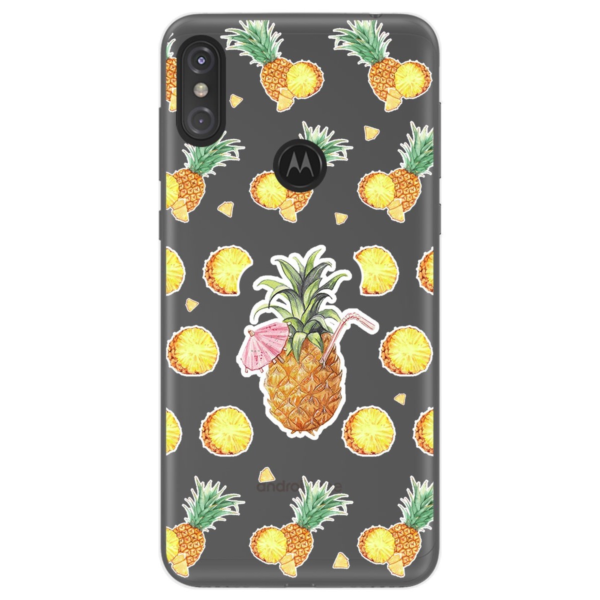 Funda Gel Transparente para Motorola One diseño Piña Dibujos