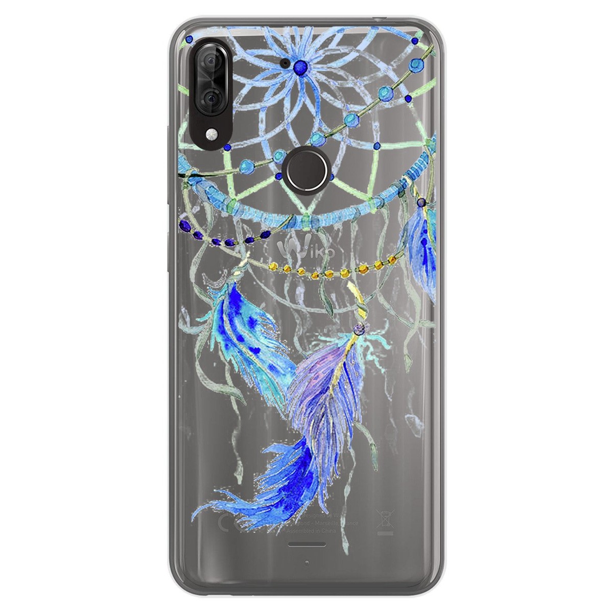 Funda Gel Transparente para Wiko View2 Plus diseño Plumas Dibujos