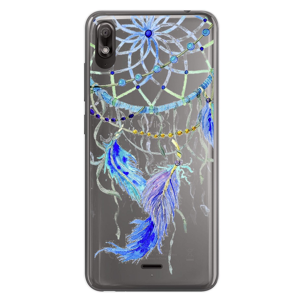 Funda Gel Transparente para Wiko View2 Go diseño Plumas Dibujos