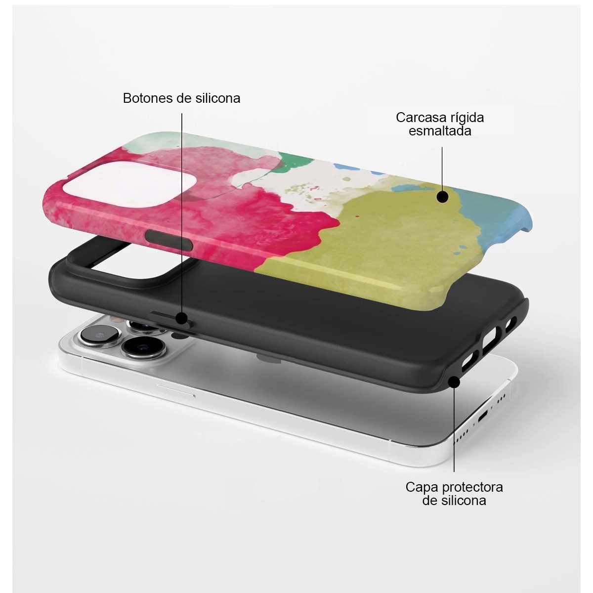 Funda Tough Magnética para Iphone 15 (6.1) Doble Capa diseño Acuarela Dibujos