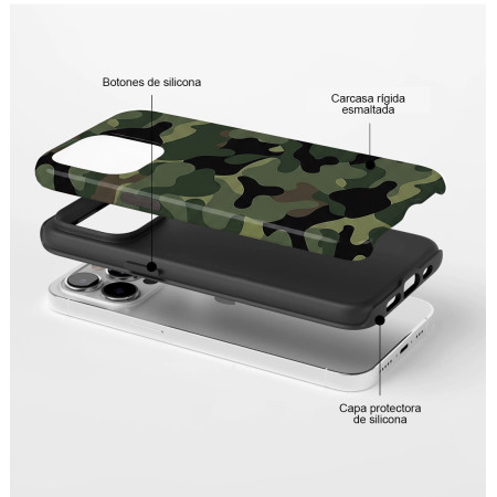 Funda Tough Magnética para Iphone 15 (6.1) Doble Capa diseño Camuflaje Dibujos