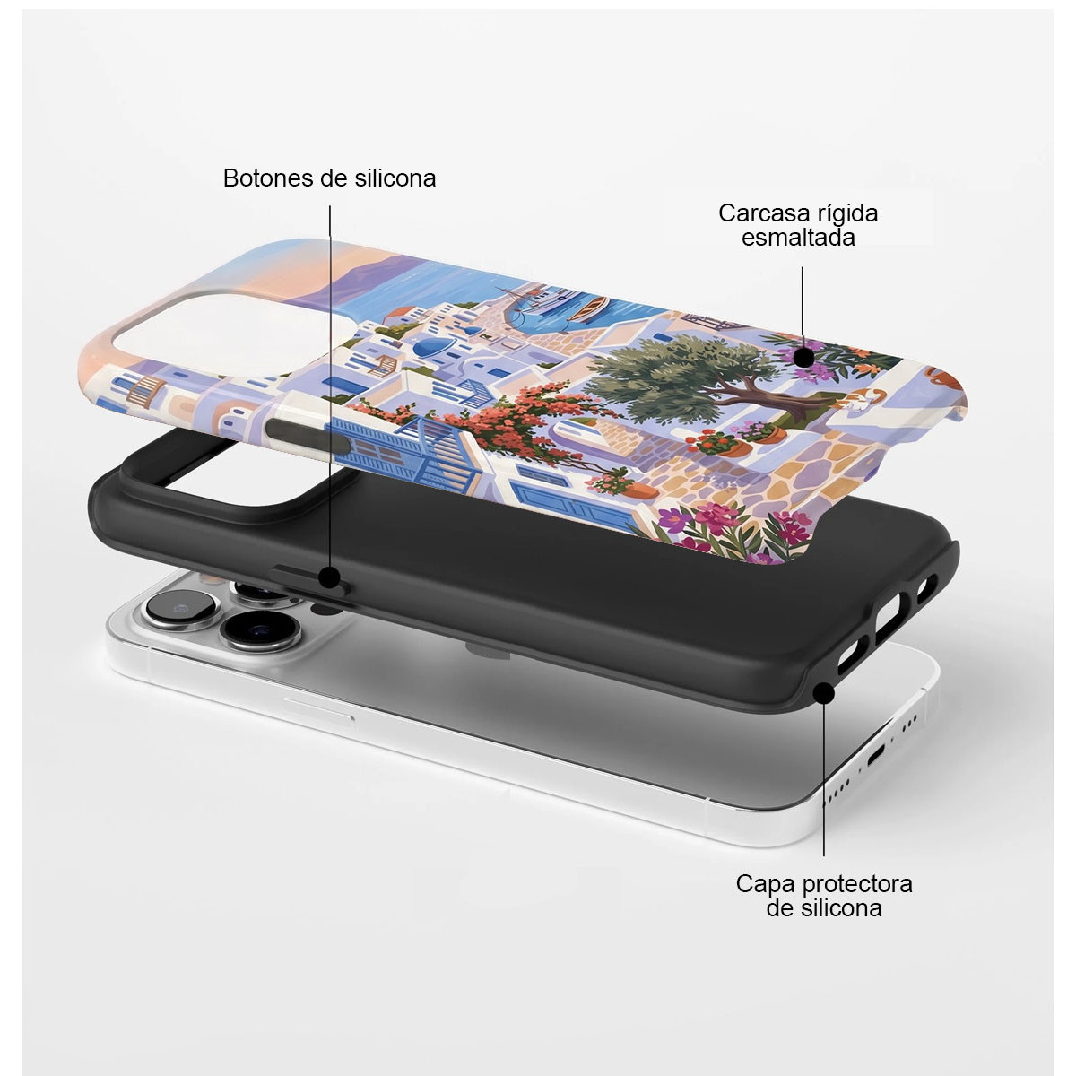 Funda Tough Magnética para Iphone 15 (6.1) Doble Capa diseño Costa 01 Dibujos