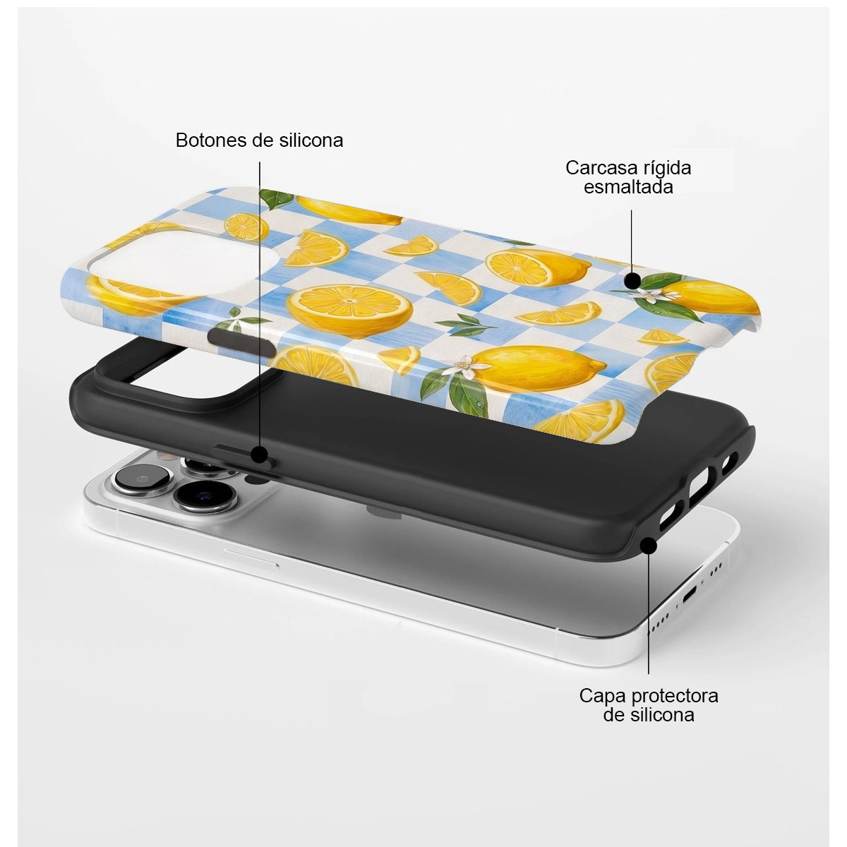 Funda Tough Magnética para Iphone 15 (6.1) Doble Capa diseño Limones 03 Dibujos