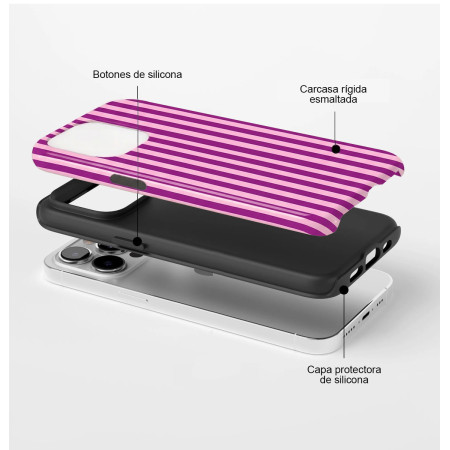 Funda Tough Magnética para Iphone 15 (6.1) Doble Capa diseño Lineas 02 Dibujos