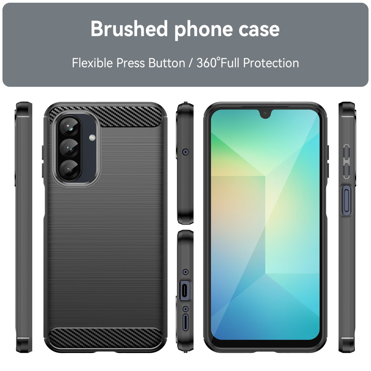 Funda Gel Tpu Tipo Carbon Negra para Samsung...