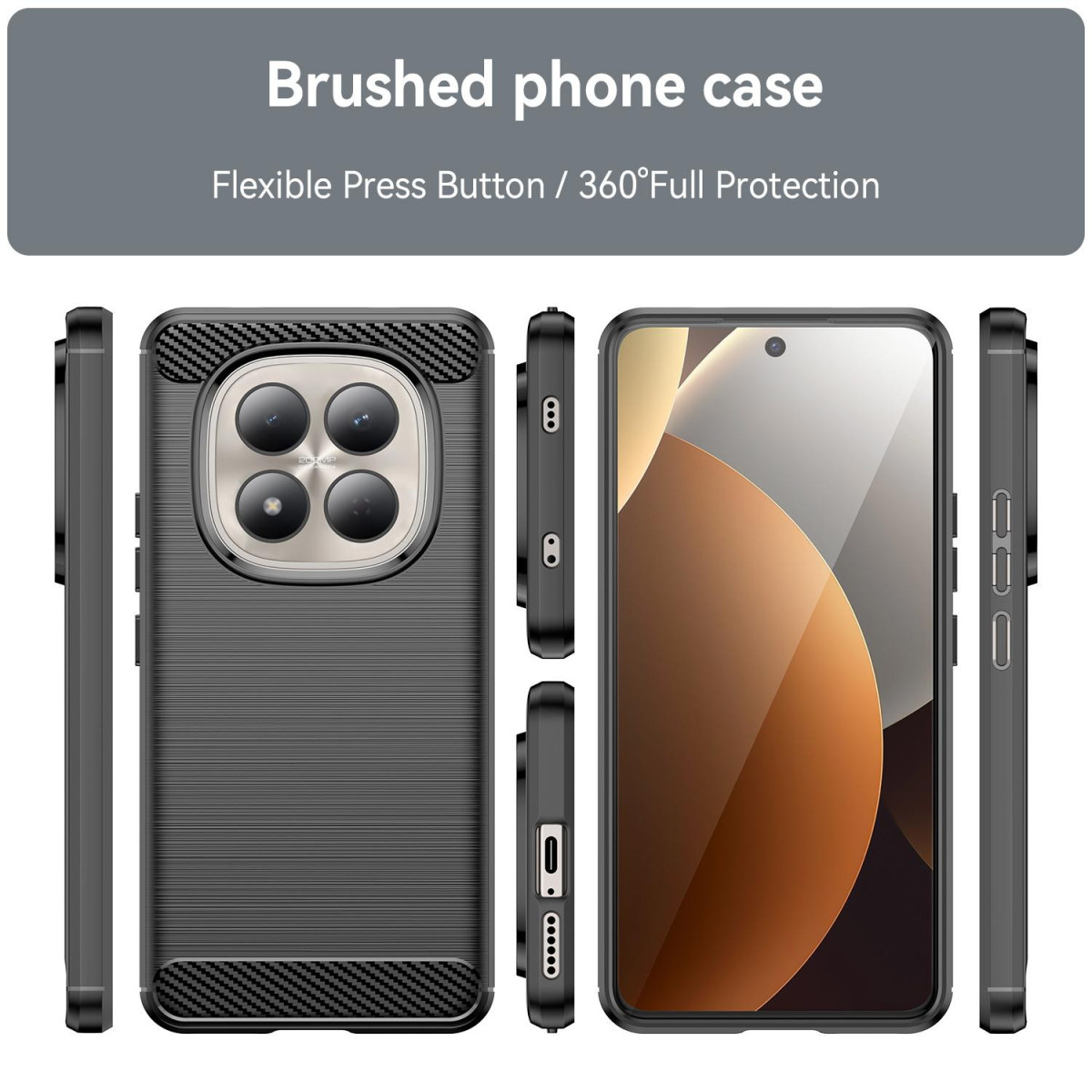 Funda Gel Tpu Tipo Carbon Negra para Xiaomi...