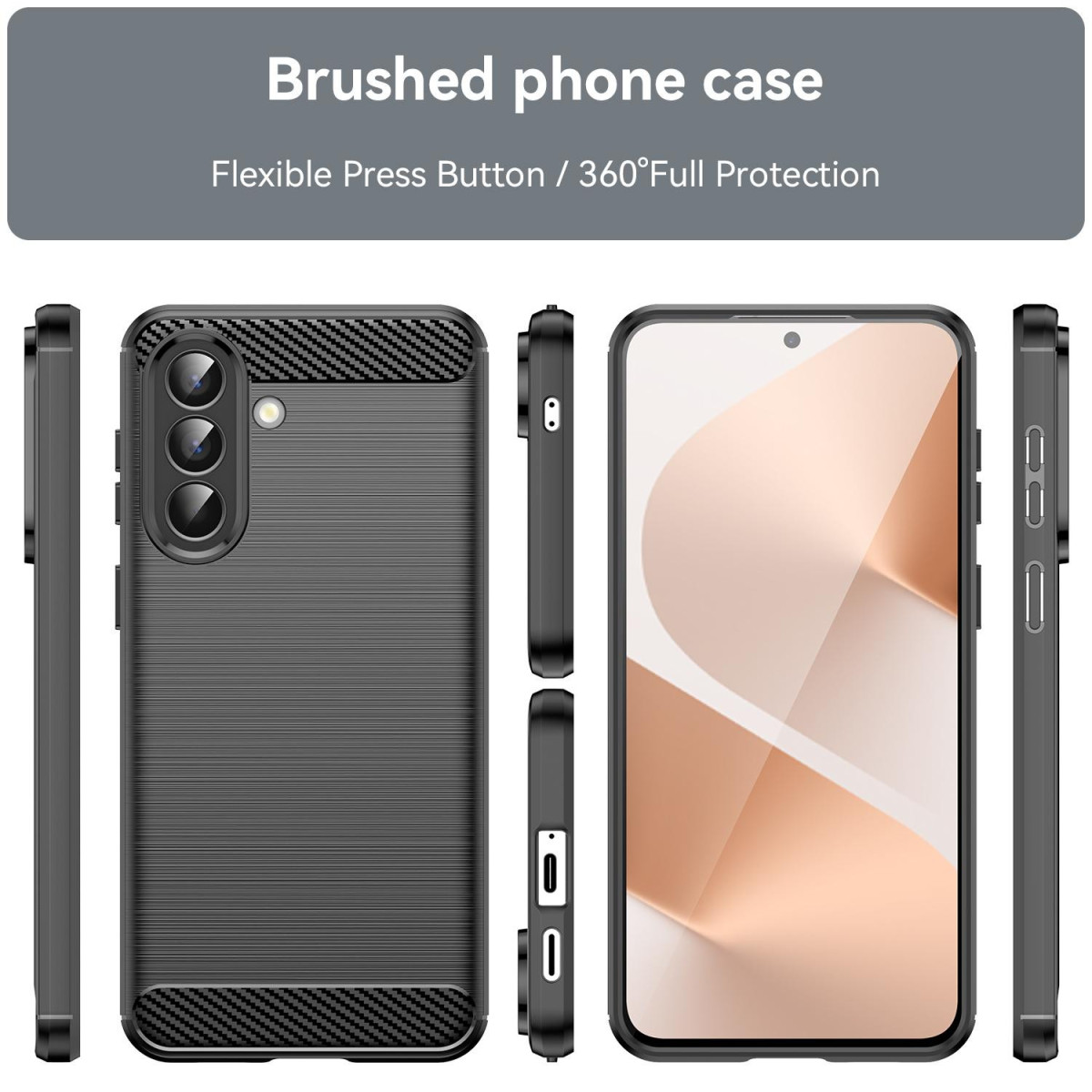 Funda Gel Tpu Tipo Carbon Negra para Samsung...