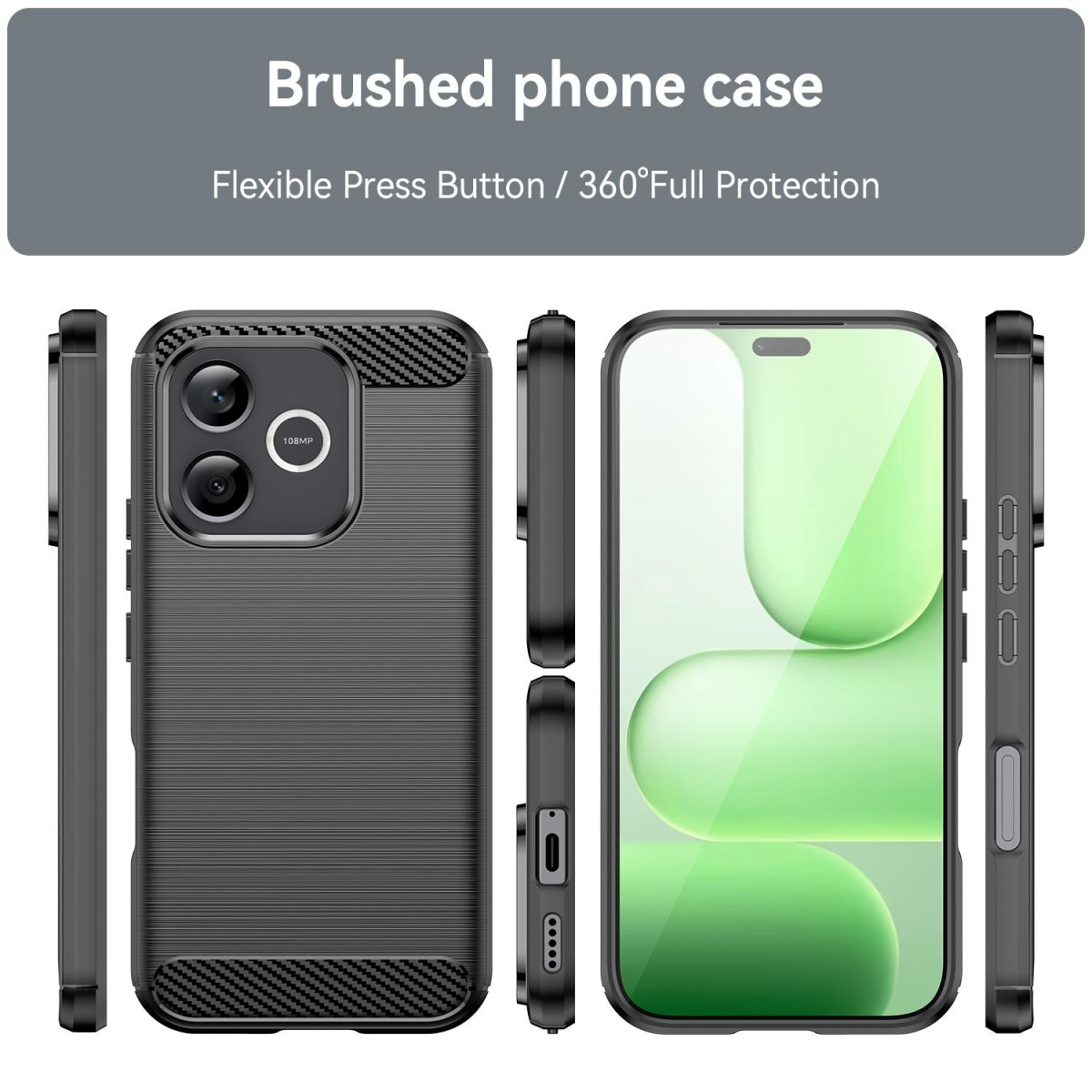 Funda Gel Tpu Tipo Carbon Negra para Huawei...
