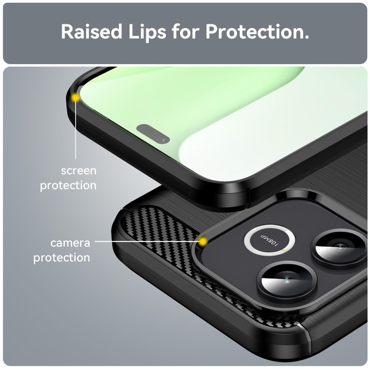 Funda Gel Tpu Tipo Carbon Negra para Huawei...