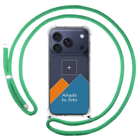 Personaliza tu Funda Colgante Transparente para iPhone 18 Pro Max (6.9) con Cordon Verde Agua Dibujo Personalizada
