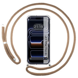 Funda Colgante Transparente para iPhone 18 Pro Max (6.9) con Cordon Camel
